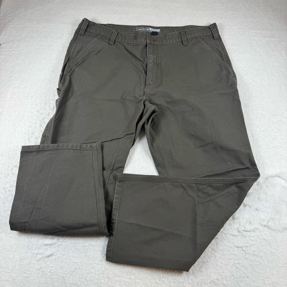Carhartt Pants Mens Size 42x30 Gray Relaxed Fit Canvas Carpenter Workwear